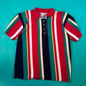 Vintage 90s striped colorful collared shirt button up 90s colorful striped shirt